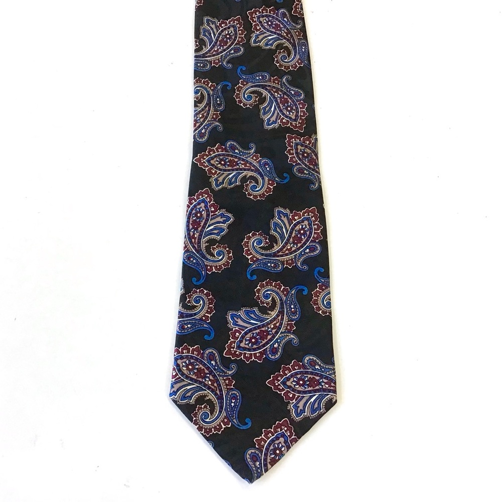 Wentworth Black Necktie with Paisley Pattern & Iridescent Swirl Design Mens Tie